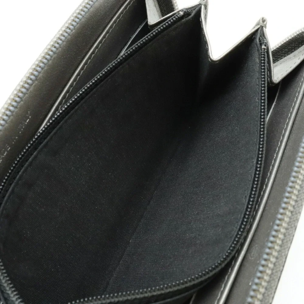 CHANEL Authentic Gray Caviar Leather Logo Wallet